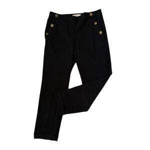 Loft Devin Slim Dressy Black Sailor Pants Brass Buttons 6